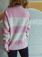 Contrast Round Neck Long Sleeve Sweater