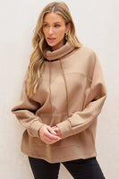 Drawstring Turtleneck Long Sleeve Sweatshirt