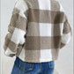 Decorative Pocket Flap Plaid Long Sleeve Jacket