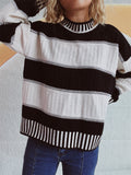 Contrast Round Neck Long Sleeve Sweater