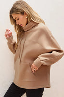 Drawstring Turtleneck Long Sleeve Sweatshirt