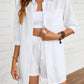 Dropped Shoulder Button Up Shirt and Shorts Set