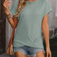 Cable-Knit Round Neck Short Sleeve T-Shirt
